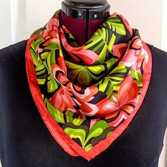 Talbots Tropical Mod Print Square Silk Scarf - Picture 1 of 9